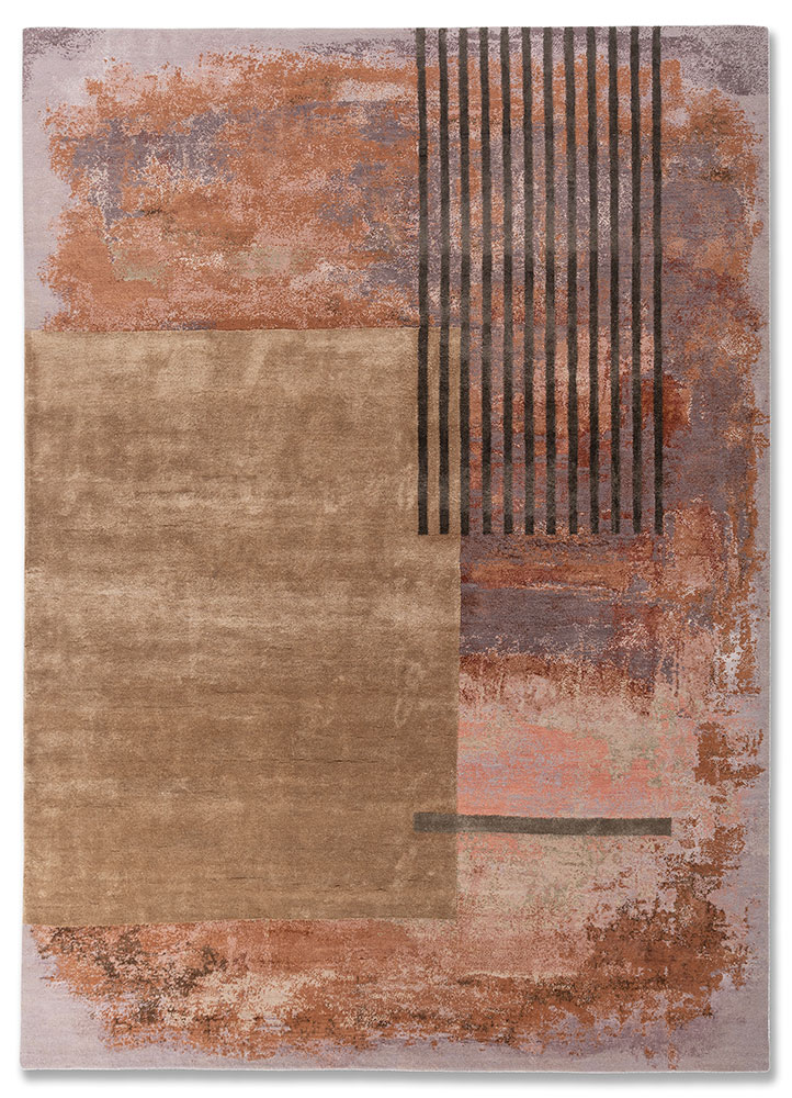  pink and purple wool and bamboo silk Hand Knotted Rug