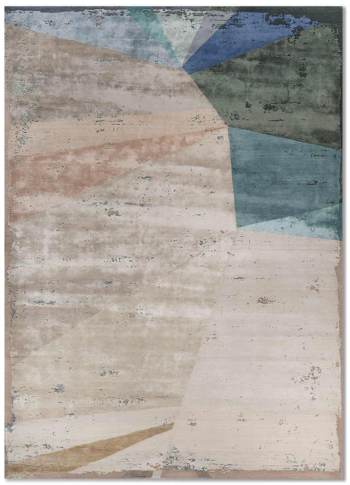  ivory wool and bamboo silk Hand Knotted Rug