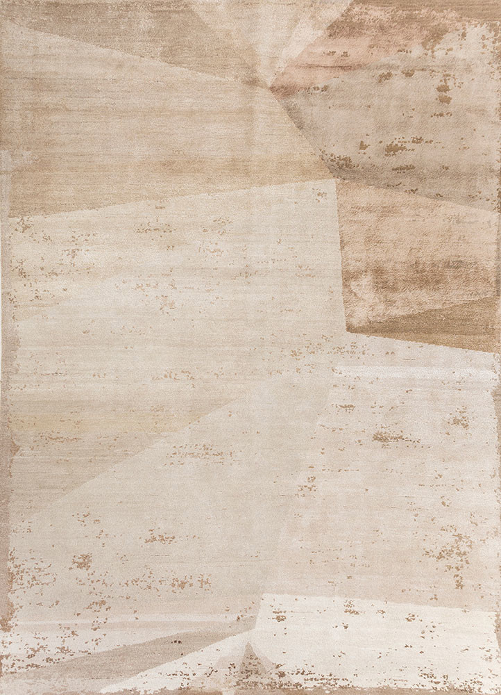  ivory wool and bamboo silk Hand Knotted Rug