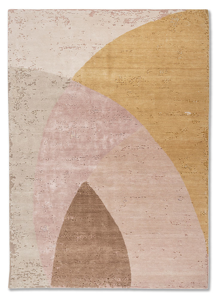  ivory wool and bamboo silk Hand Knotted Rug