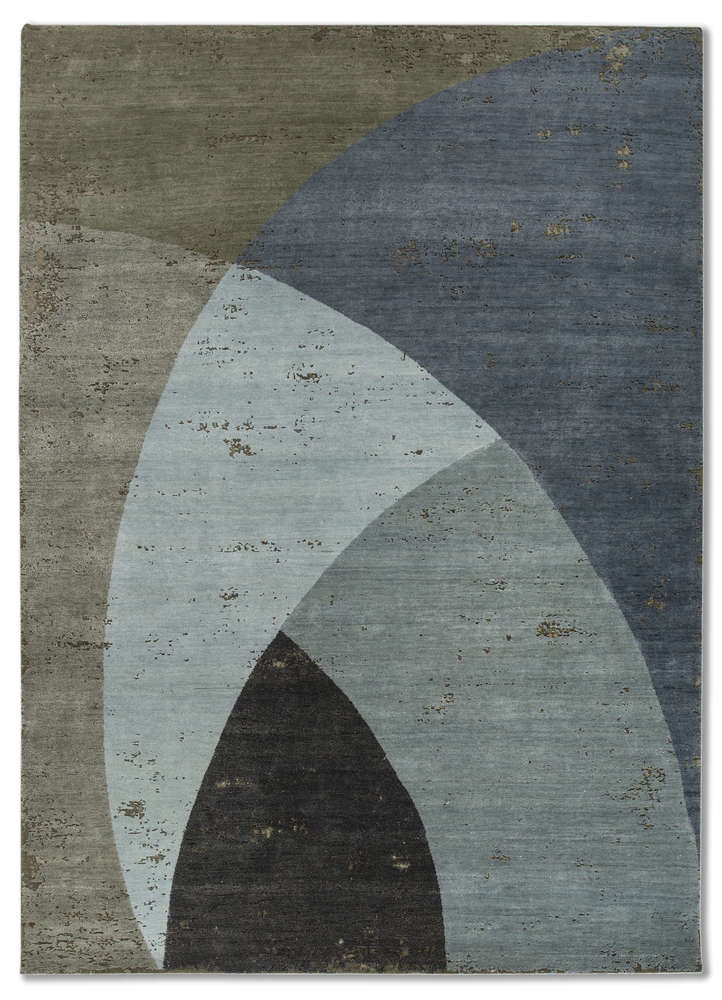 green wool and bamboo silk Hand Knotted Rug