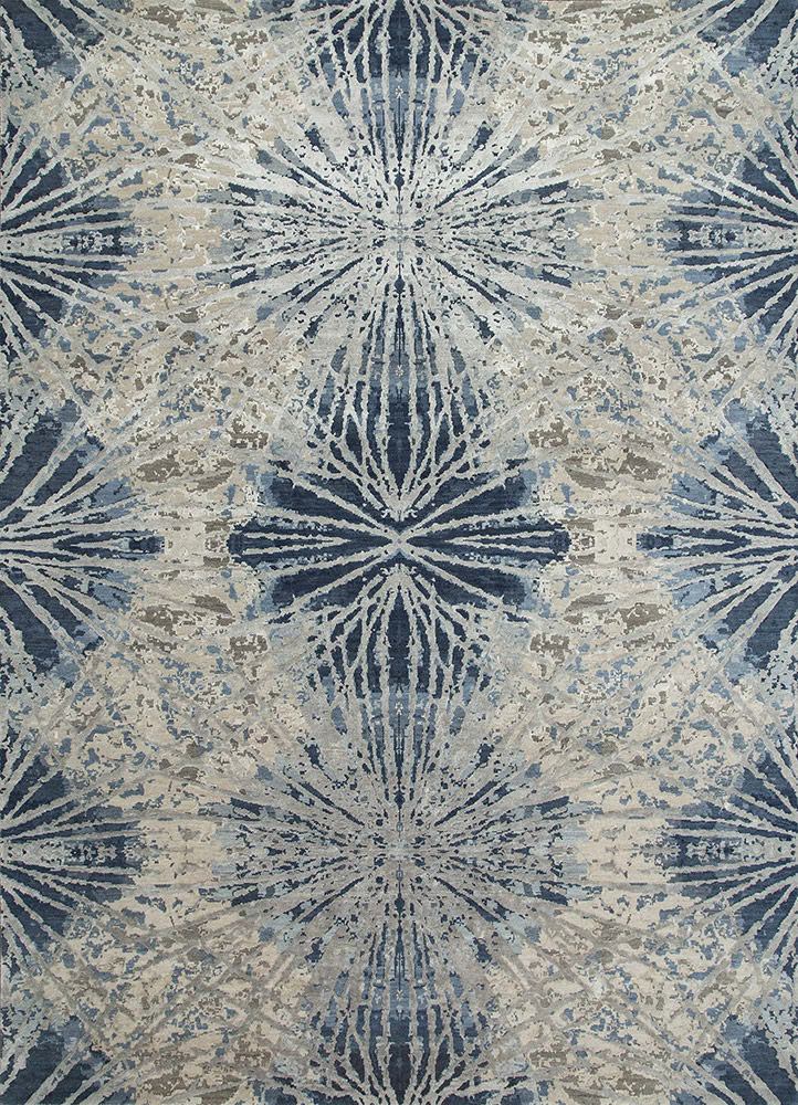  blue wool and bamboo silk Hand Knotted Rug