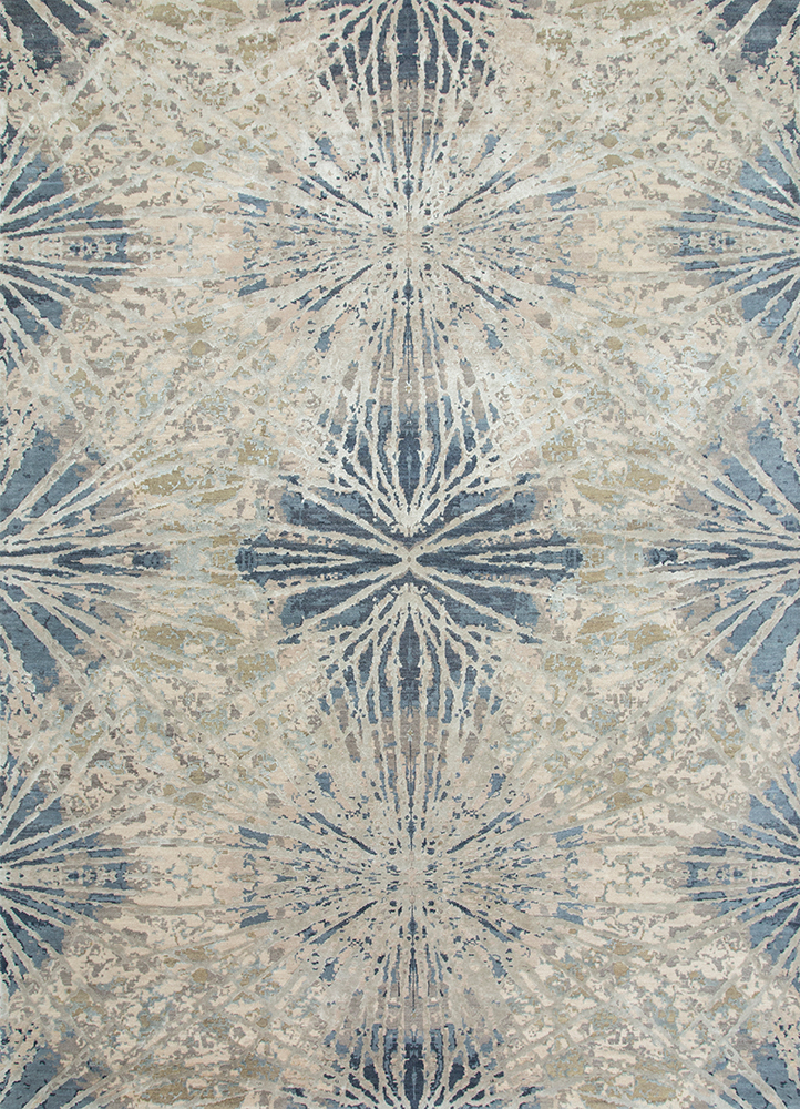 chaos theory by kavi ivory wool and bamboo silk Hand Knotted Rug - HeadShot