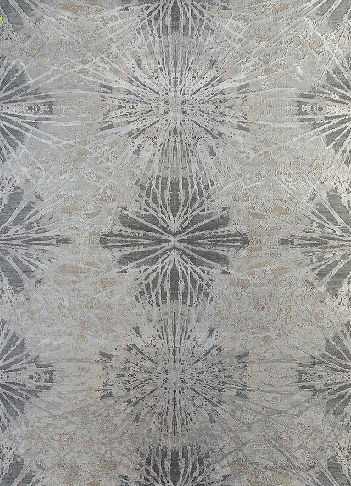 chaos theory by kavi grey and black wool and bamboo silk Hand Knotted Rug - HeadShot