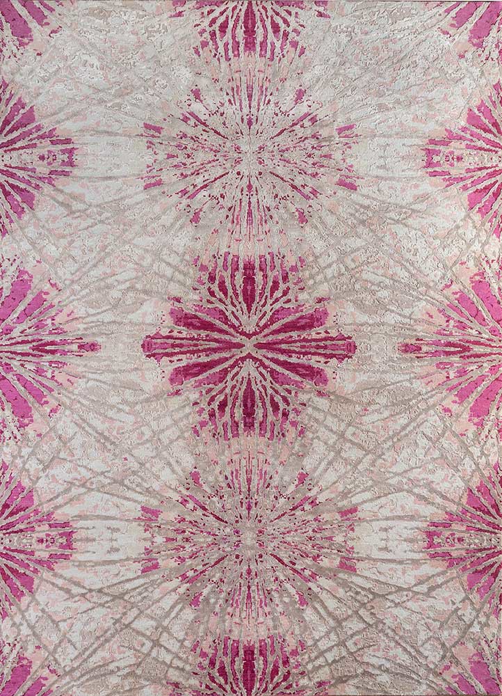  ivory wool and bamboo silk Hand Knotted Rug