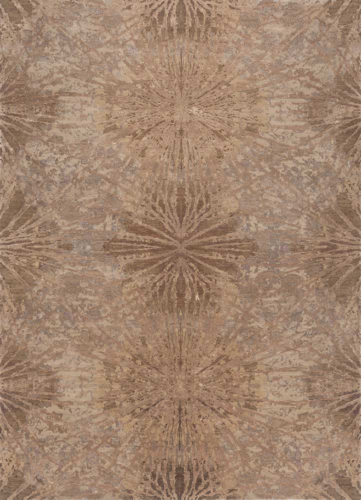  beige and brown wool and bamboo silk Hand Knotted Rug