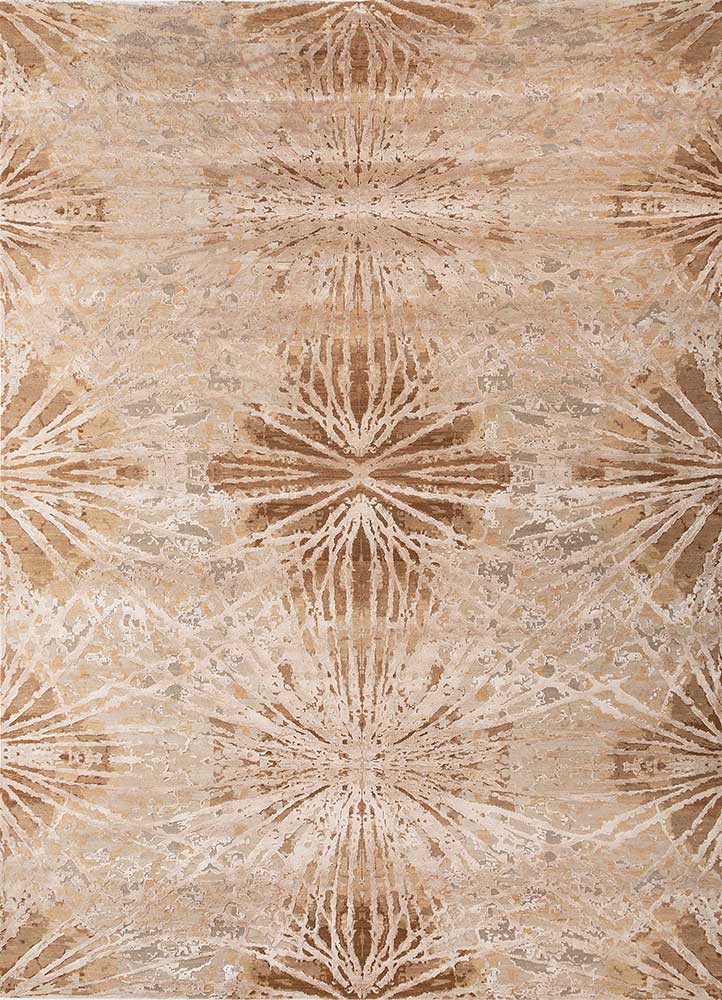 chaos theory by kavi beige and brown wool and bamboo silk Hand Knotted Rug - HeadShot chaos theory by kavi beige and brown wool and bamboo silk Hand Knotted Rug - HeadShot