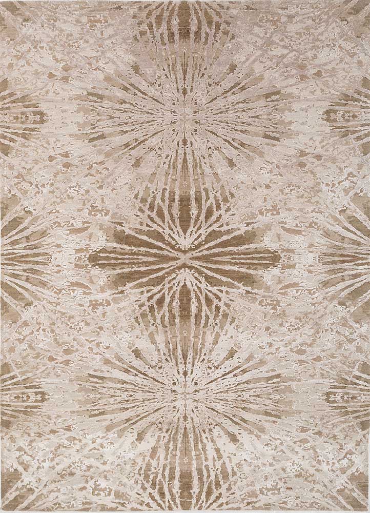  ivory wool and bamboo silk Hand Knotted Rug