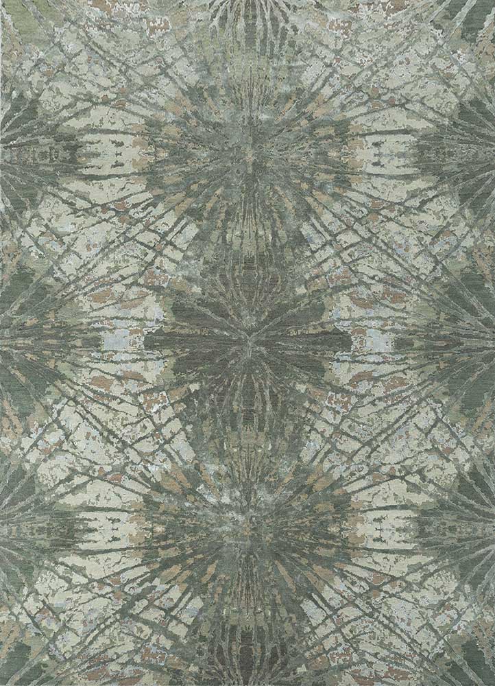 chaos theory by kavi green wool and bamboo silk Hand Knotted Rug - HeadShot