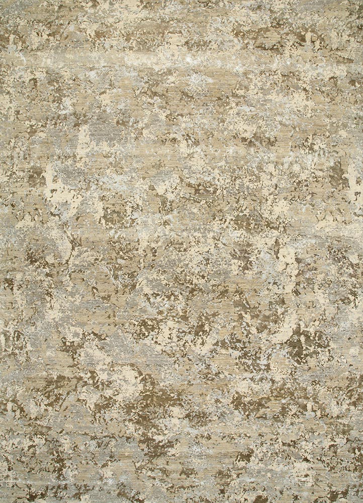  ivory wool and bamboo silk Hand Knotted Rug