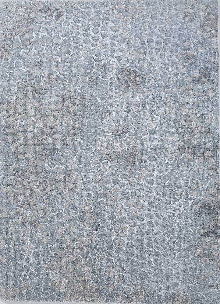 chaos theory by kavi grey and black wool and bamboo silk Hand Knotted Rug - HeadShot