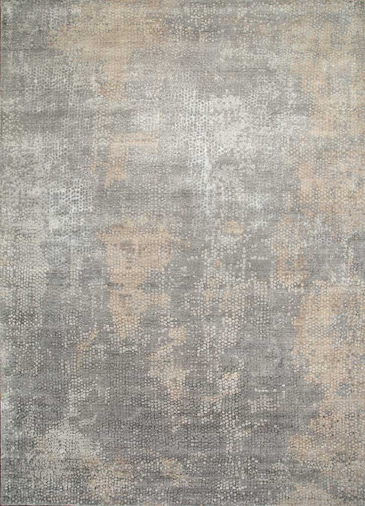 chaos theory by kavi grey and black wool and bamboo silk Hand Knotted Rug - HeadShot