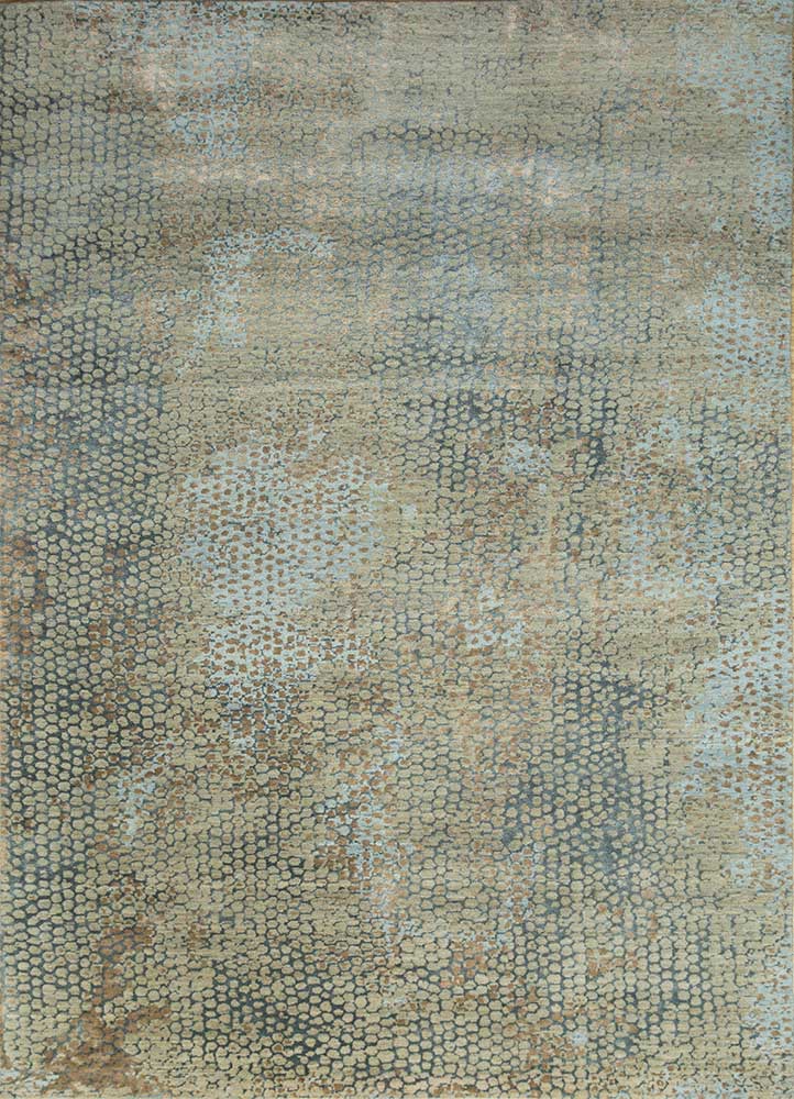 chaos theory by kavi grey and black wool and bamboo silk Hand Knotted Rug - HeadShot