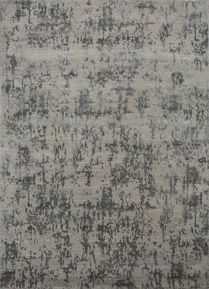  grey and black wool and bamboo silk Hand Knotted Rug