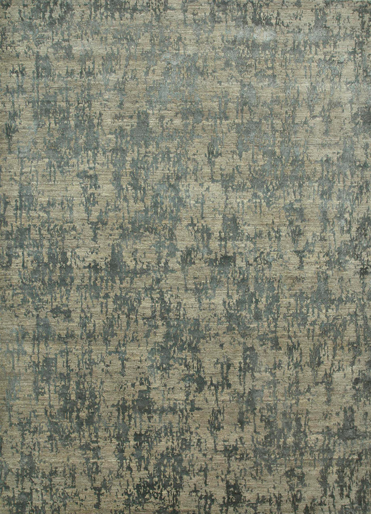 chaos theory by kavi grey and black wool and bamboo silk Hand Knotted Rug - HeadShot