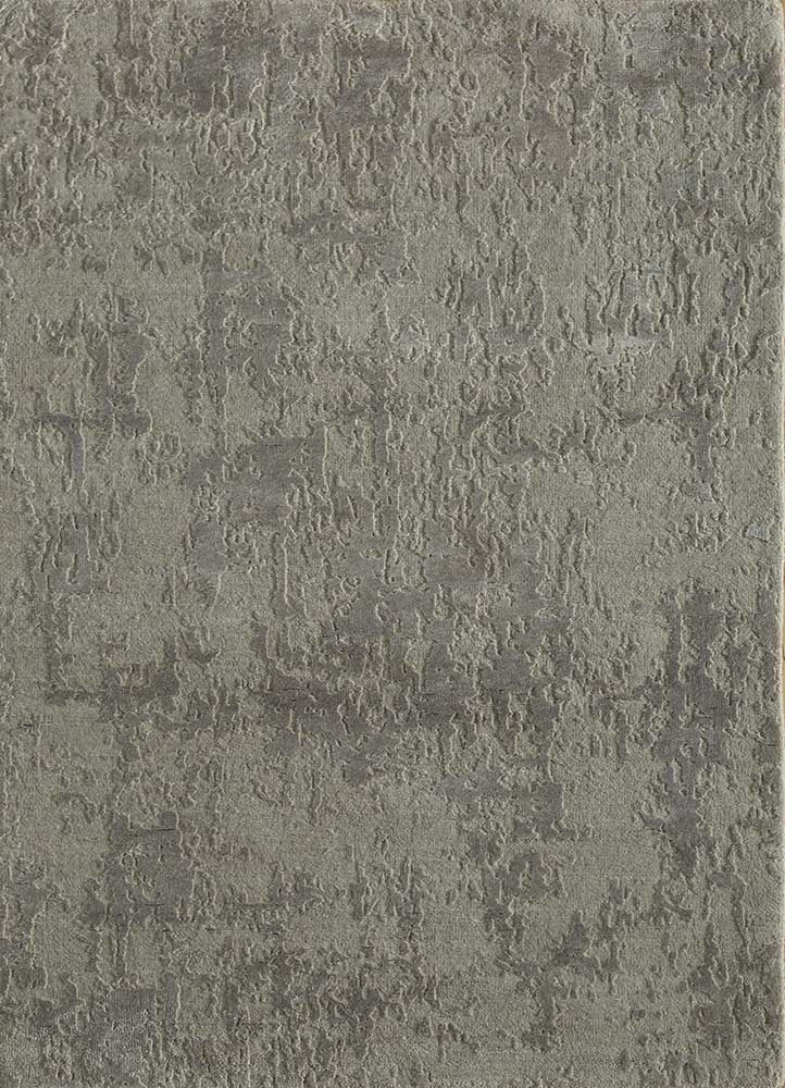  grey and black wool and bamboo silk Hand Knotted Rug