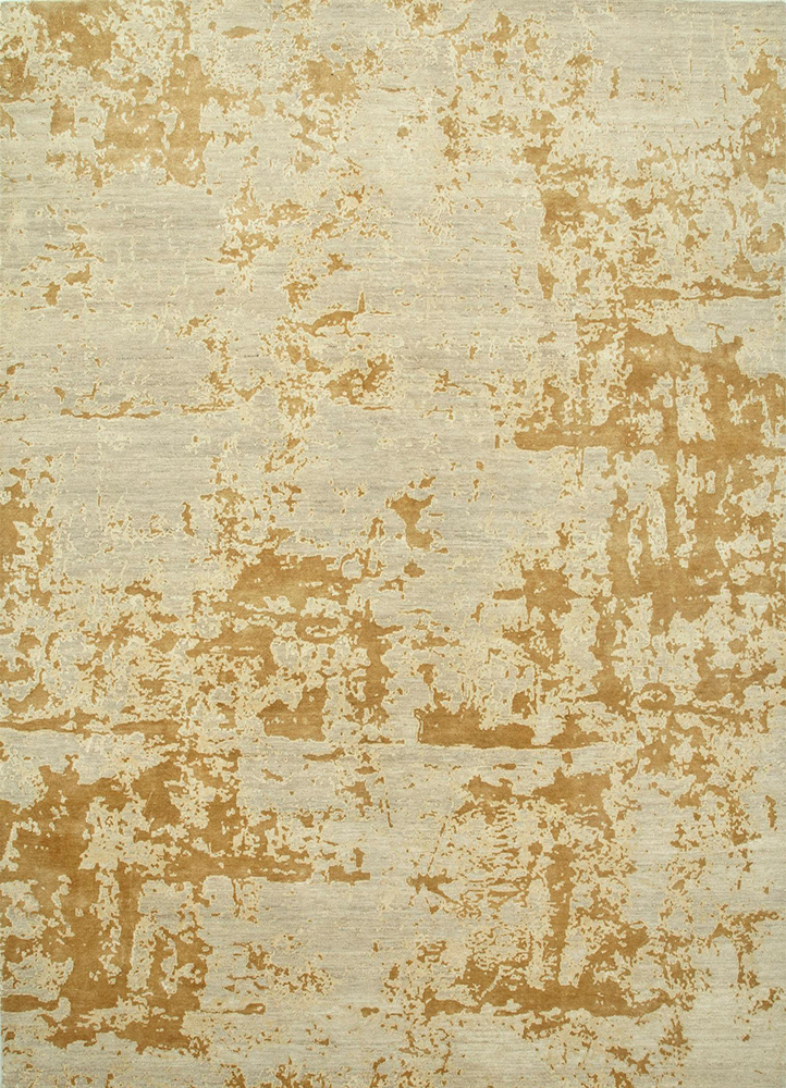  beige and brown wool and bamboo silk Hand Knotted Rug