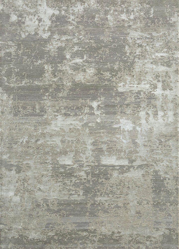 chaos theory by kavi grey and black wool and bamboo silk Hand Knotted Rug - HeadShot