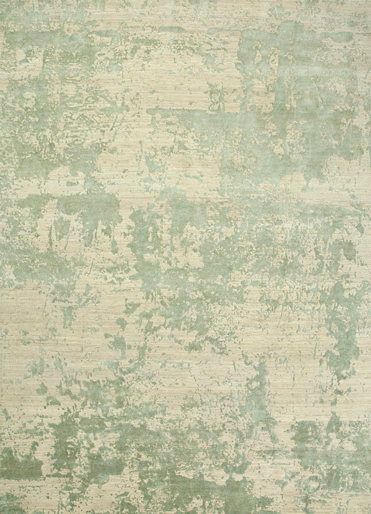  ivory wool and bamboo silk Hand Knotted Rug