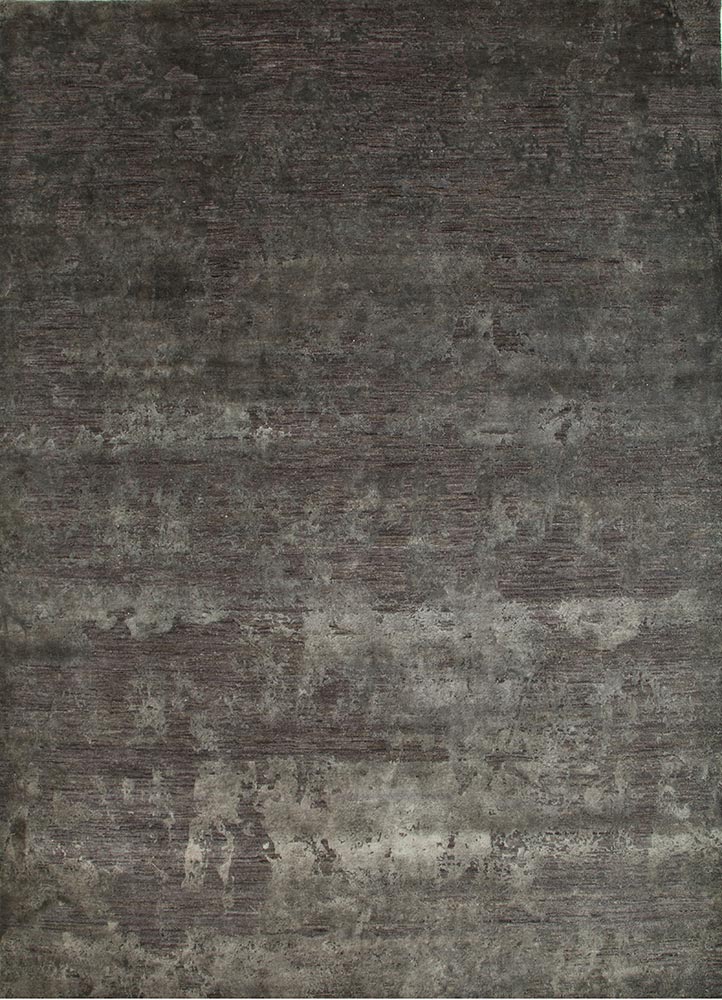  grey and black wool and bamboo silk Hand Knotted Rug