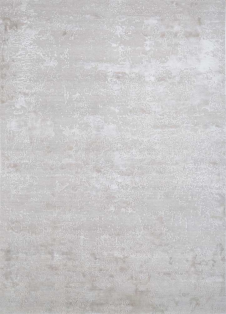  ivory wool and bamboo silk Hand Knotted Rug