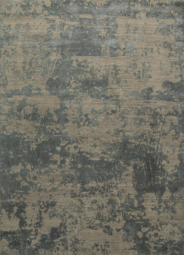  grey and black wool and bamboo silk Hand Knotted Rug