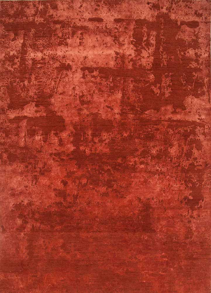  red and orange wool and bamboo silk Hand Knotted Rug