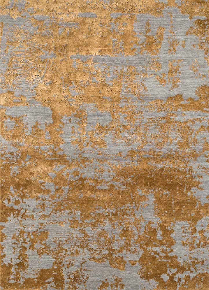  beige and brown wool and bamboo silk Hand Knotted Rug