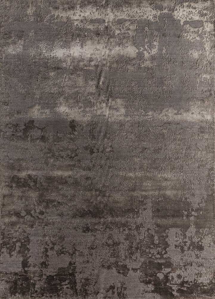  grey and black wool and bamboo silk Hand Knotted Rug