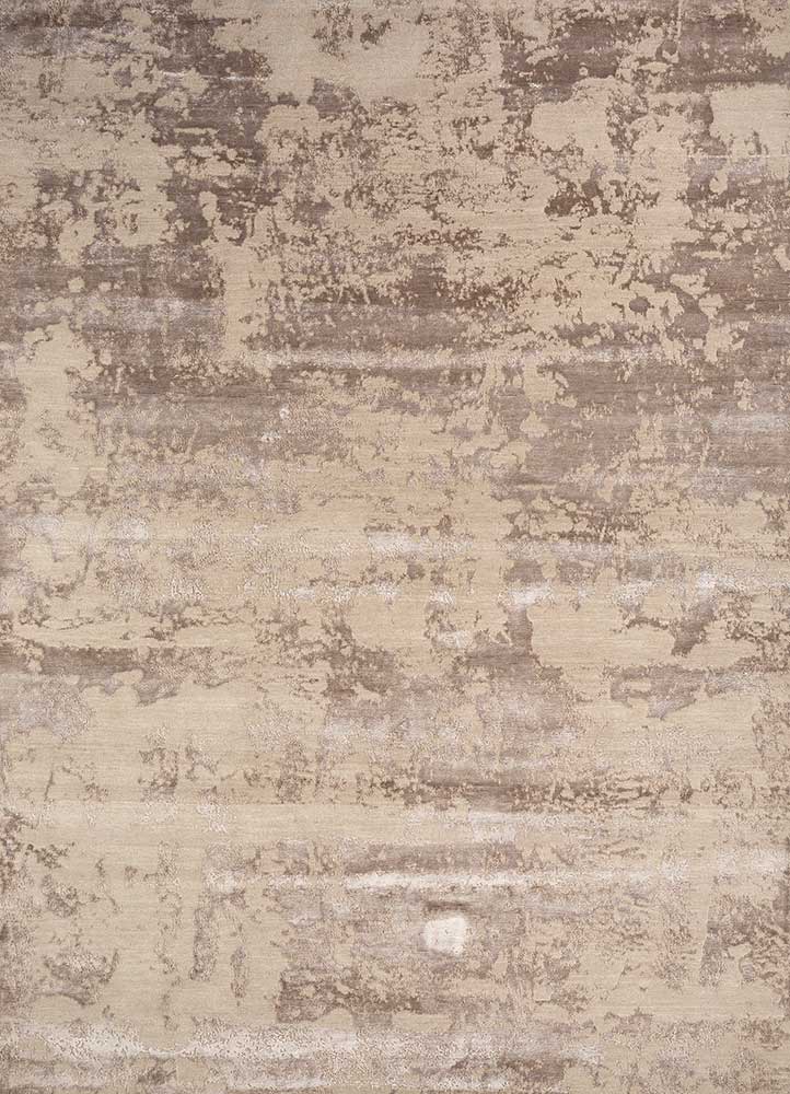  ivory wool and bamboo silk Hand Knotted Rug