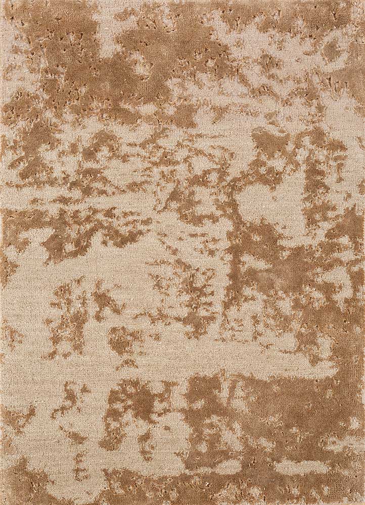  beige and brown wool and bamboo silk Hand Knotted Rug