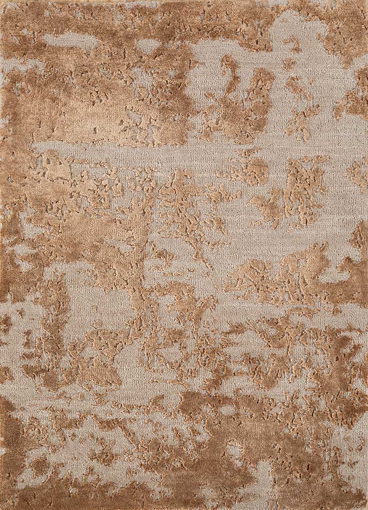  beige and brown wool and bamboo silk Hand Knotted Rug