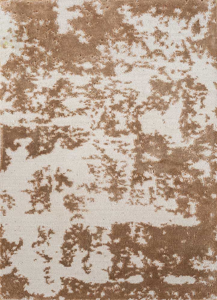  ivory wool and bamboo silk Hand Knotted Rug