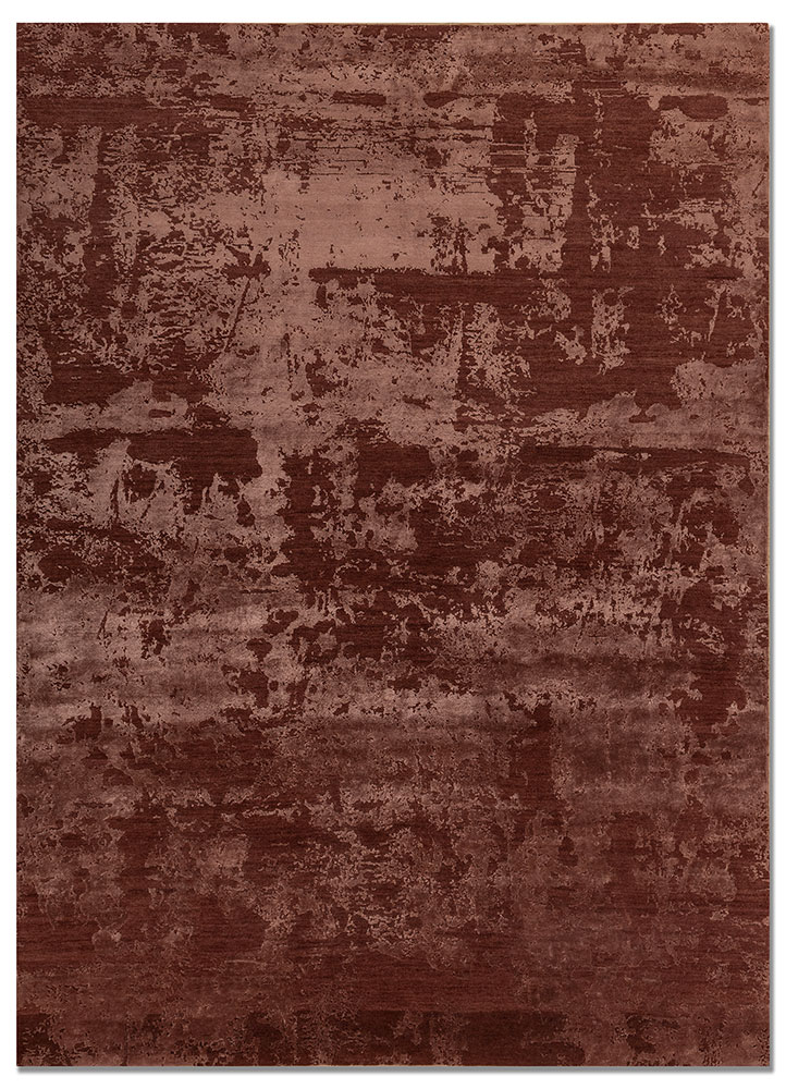  red and orange wool and bamboo silk Hand Knotted Rug