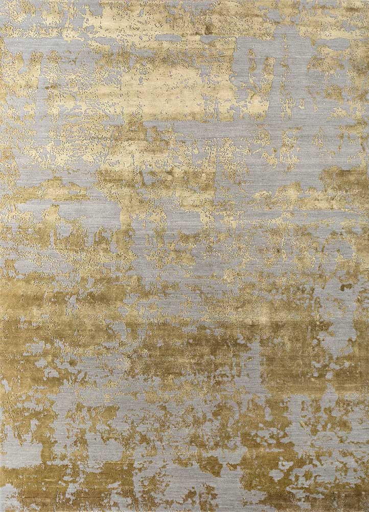  beige and brown wool and bamboo silk Hand Knotted Rug