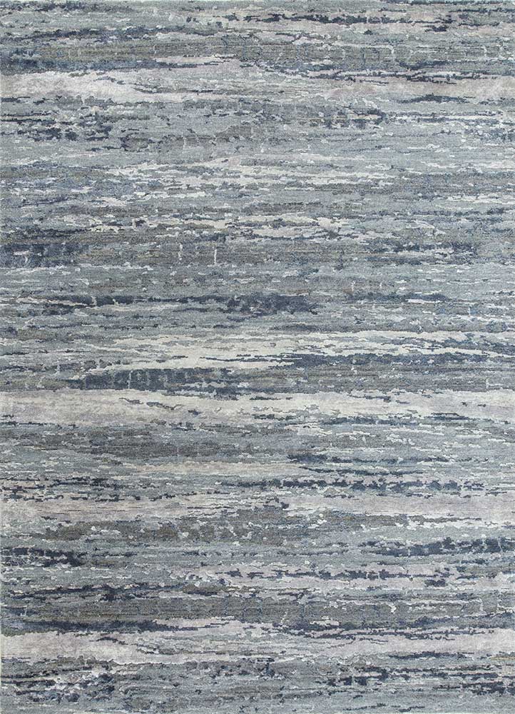  grey and black wool and bamboo silk Hand Knotted Rug