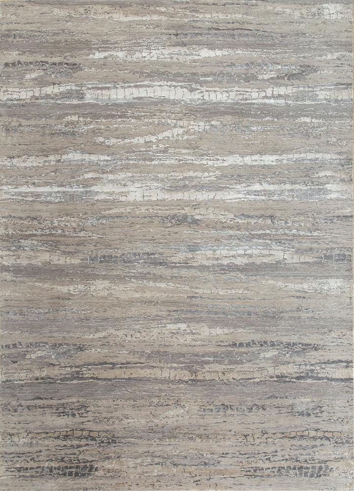 chaos theory by kavi grey and black wool and bamboo silk Hand Knotted Rug - HeadShot