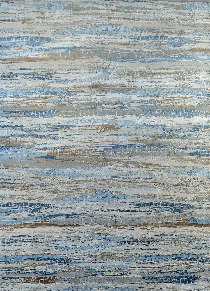  blue wool and bamboo silk Hand Knotted Rug