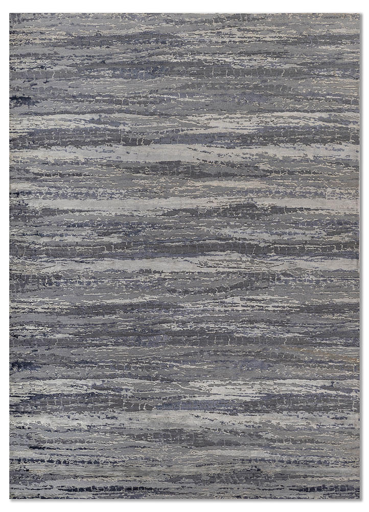  grey and black wool and bamboo silk Hand Knotted Rug
