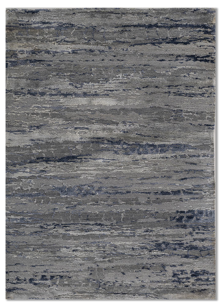  grey and black wool and bamboo silk Hand Knotted Rug