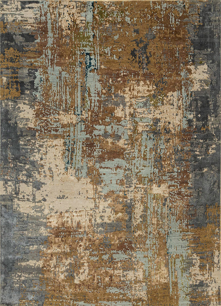  grey and black wool and bamboo silk Hand Knotted Rug