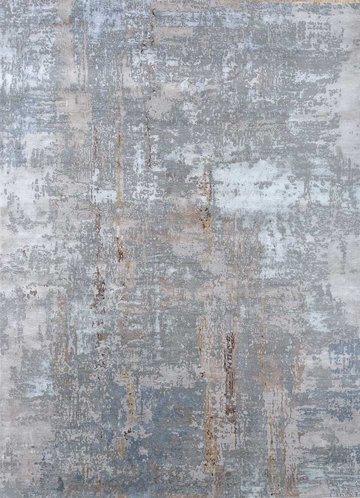 chaos theory by kavi grey and black wool and bamboo silk Hand Knotted Rug - HeadShot