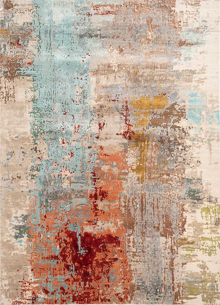 chaos theory by kavi grey and black wool and bamboo silk Hand Knotted Rug - HeadShot