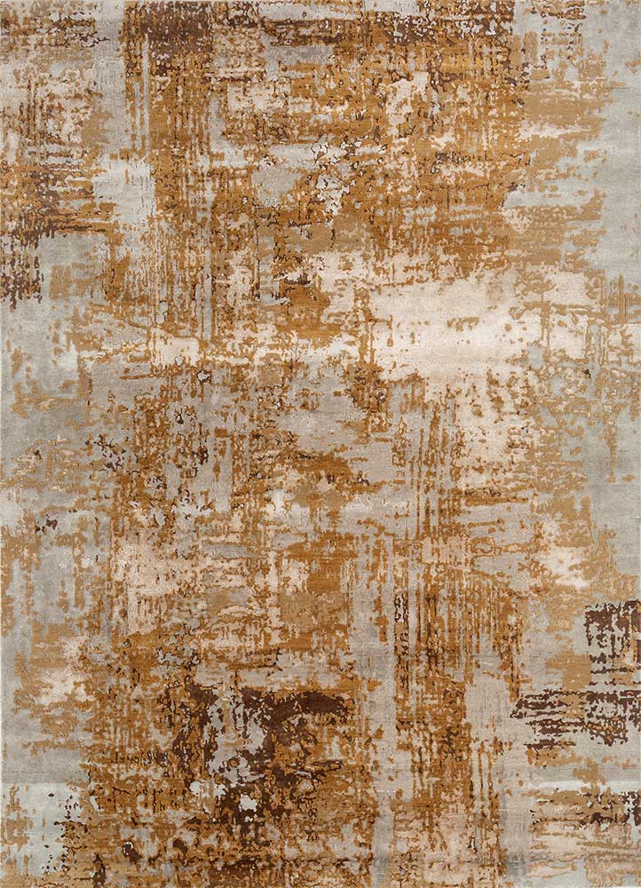  gold wool and bamboo silk Hand Knotted Rug