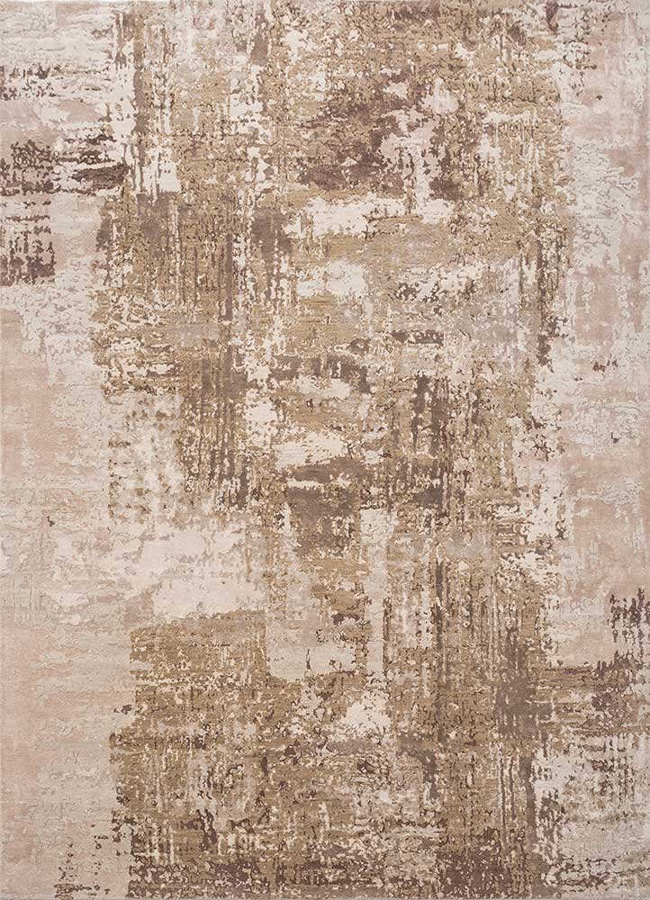  beige and brown wool and bamboo silk Hand Knotted Rug