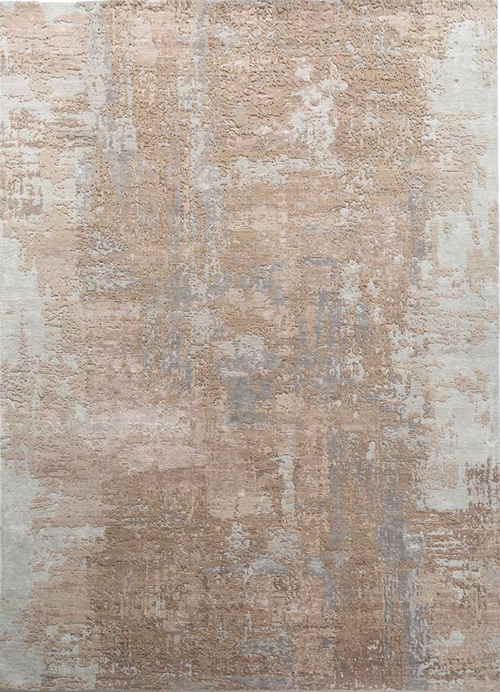  beige and brown wool and bamboo silk Hand Knotted Rug