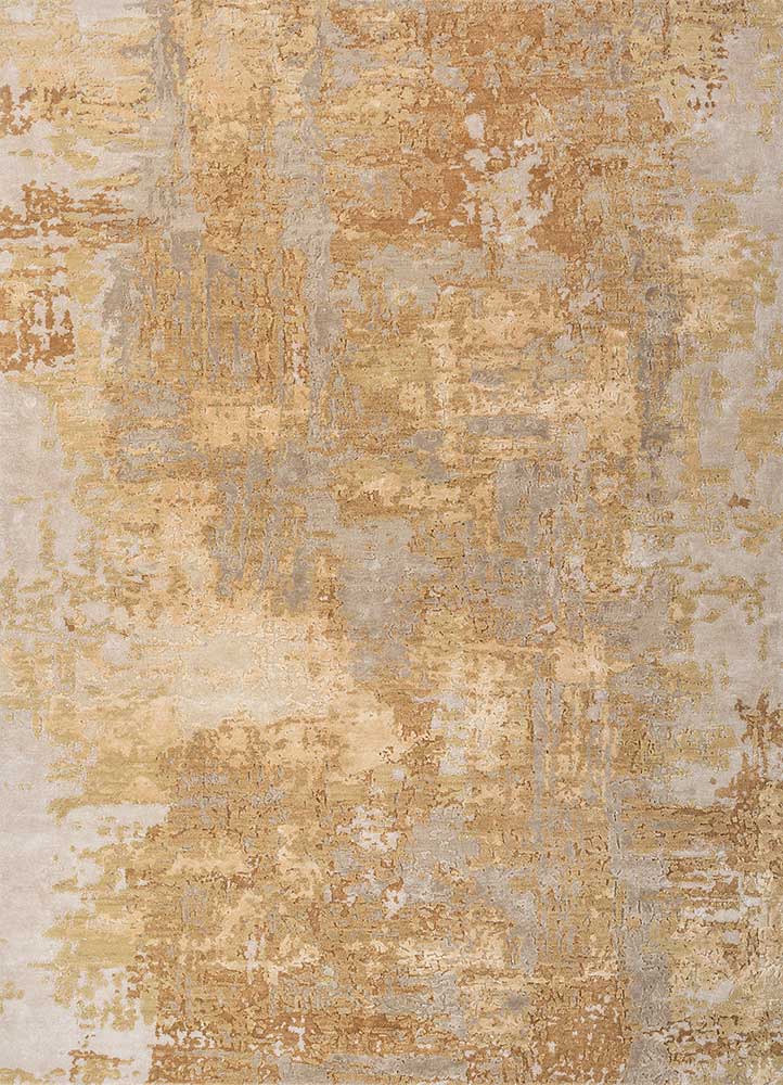  gold wool and bamboo silk Hand Knotted Rug