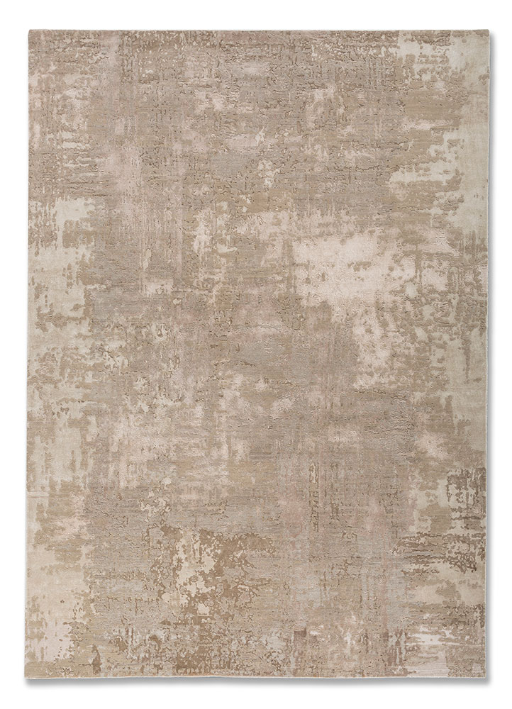  beige and brown wool and bamboo silk Hand Knotted Rug