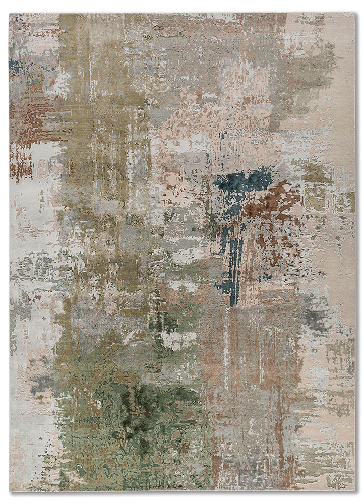  blue wool and bamboo silk Hand Knotted Rug
