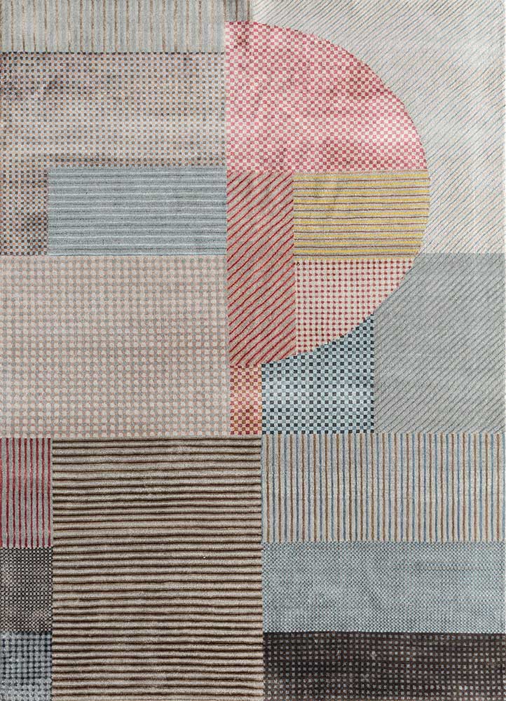  grey and black wool and bamboo silk Hand Knotted Rug